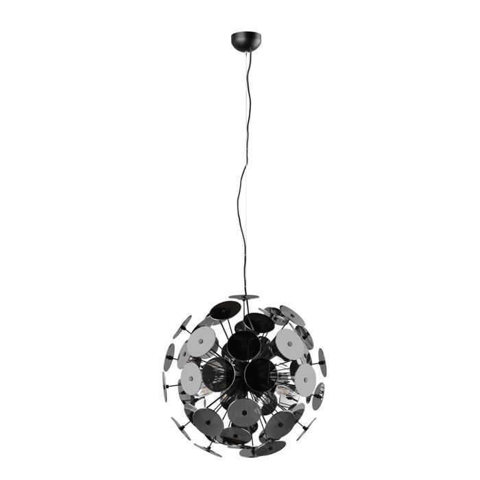 Lustre - suspension Trio - 309900657 - Leuchten suspension Discalgo métal noir mat verre chromé vaporisé sauf 6x E14