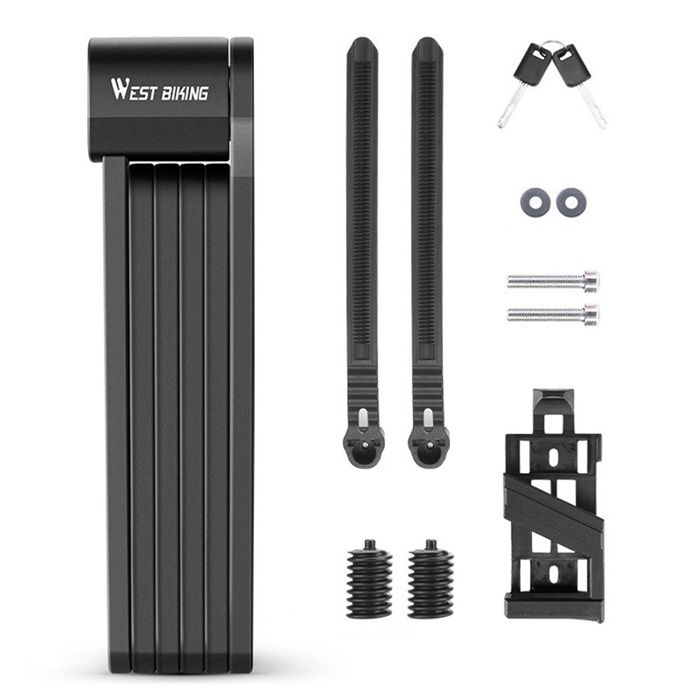 HOMTAS Antivol v&eacute;lo pliable WEST BIKING 87 cm haute s&eacute;curit&eacute; acier alli&eacute; pour VTT route et E-Bike avec 2 cl&eacute;s