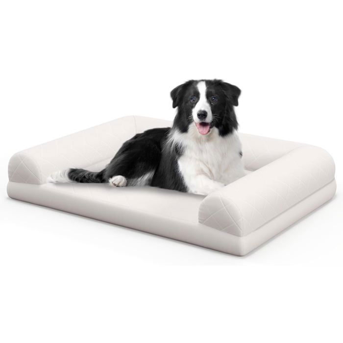Meilleurs prix pour GYMAX Panier pour Chien Housse Amovible - Mousse Orthopédique - Lit Canapé pour Chien Moyenne & Petite Taille - 90x69x18 cm - Beige