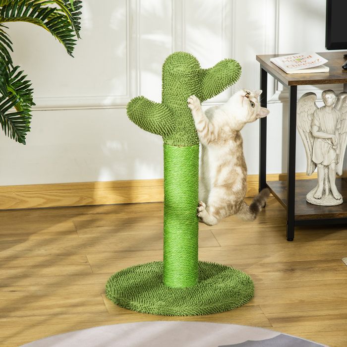 Griffoir pour chat dintérieur en forme de cactus arbre à chat en sisal résistant avec base 40 x 40 x 65 cm vert