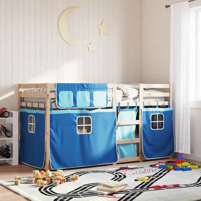 Simple LIT durable - Lit superposé/Lit Mi-hauteur - sans matelas - 90x200cm - bois de pin massif EU25_X56951