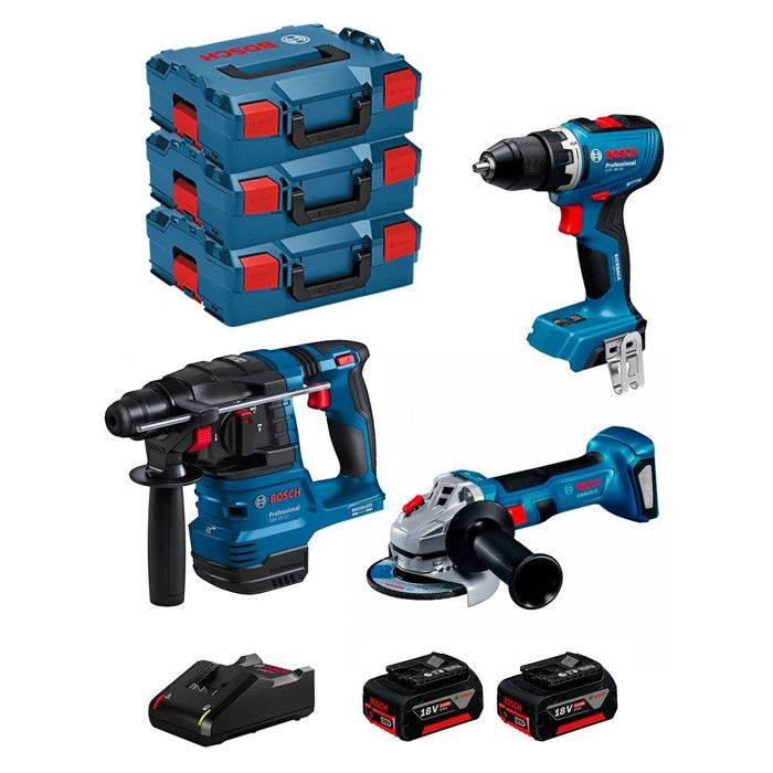 Bosch Kit 18V Professionnel – GSR 18V-65 + GBH 18V-22 + GWS 18V-8 2x 50Ah + GAL18V-40 + 3x L-BOXX 136