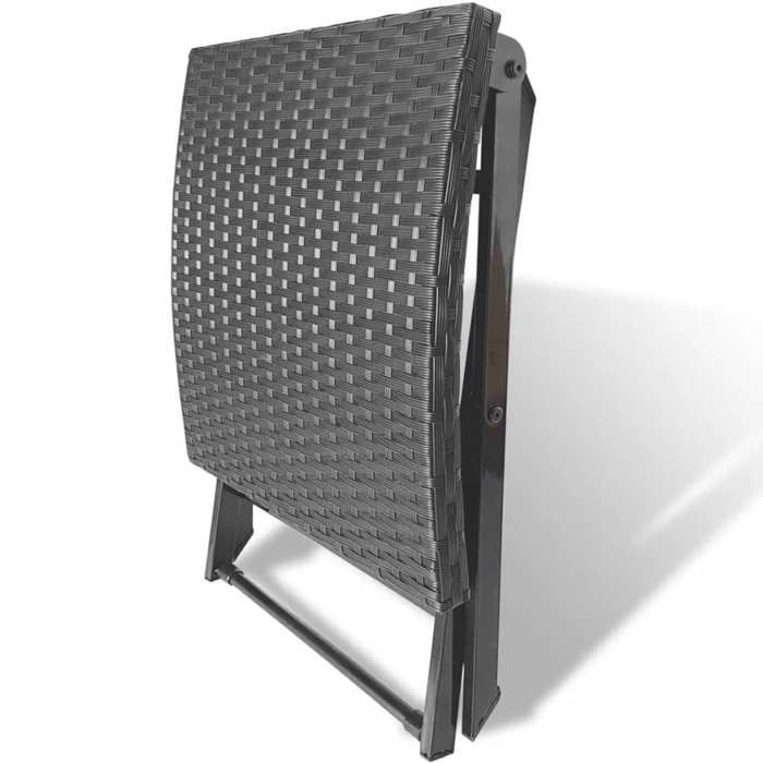 Tabouret pliable en résine tressée - WIENS - Noir - 44x44x40 cm - Pliable - Résine tressée - Cadre en acier