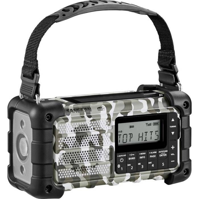 Sangean MMR-99 DAB+ Camo Radio durgence DAB+ FM AUX USB Bluetooth panneau solaire manivelle fonction de charge de