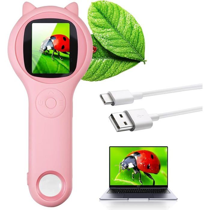Microscope Numérique Portable Enfants 500x Écran 2 Pouces Rechargeable - USCAMEL Loupe Poche Éducative