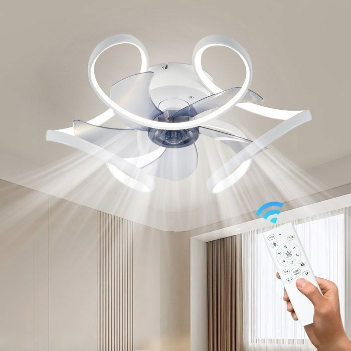 Ventilateur de Plafond avec Lumière et Telecommande 50W 45cm LED Lampe Ventilateur Plafond Dimmable 6 Vitesses pour Salon Cuisine - Joulli
