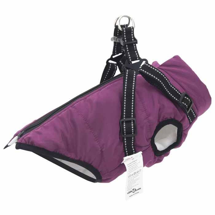 Pourpre Vêtements pour chiens - Manteau pour chien avec harnais Pourpre L Fleece et Polyester C30135