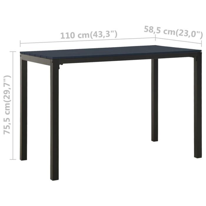 Set salon dExtérieur arrière-cour - Table et 2 Chaises Noir - Ensemble à manger de jardin 3 pcs - acier et WPC noir 28.4 Kg 18700