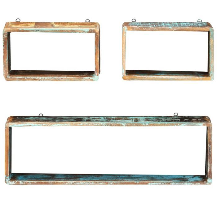 Ensemble détagère cube (3 pcs) - meuble de salon - Bois solide de récupération LL295