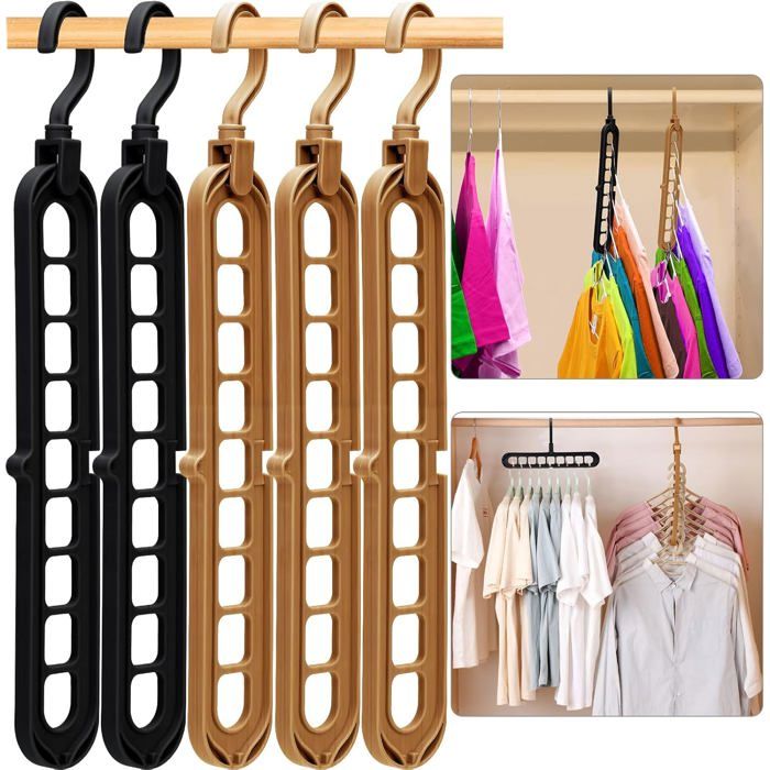 Cintre Gain de Place Multifonction 9 Trous Rotatif 360° Organisateur de Placard pour Vêtements