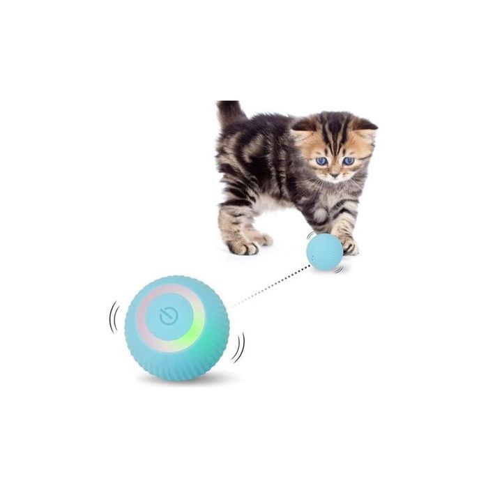 Jouet interactif bleu intelligent pour chat balle pour chat avec lumières LED balle rotative automatique à 360° cadeau amusant