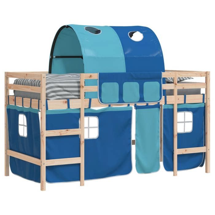 Structure de lit - HAOSHOP - Lit mezzanine enfants avec tunnel sans matelas bleu 80x200 cm&01_91628