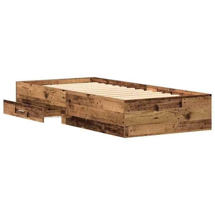 Structure de lit - HAOSHOP - Cadre de lit Bois Ancien 90 x 190 cm Bois dingénierie&01_102876