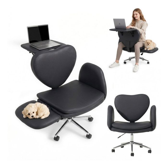 Chaise de bureau pivotante ergonomique 55 x 58 x 105 cm avec accoudoirs rabattables