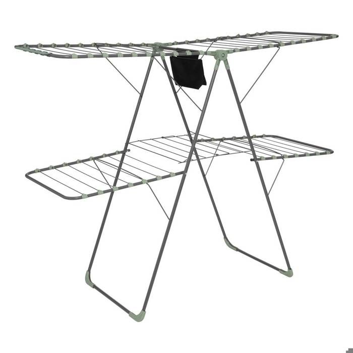 5five - Étendoir à Linge Pliant Pont Mojave - Séchoir 31 Mètres 160 x 125 cm en Acier Panier Inclus - Pour Intérieur Buanderie