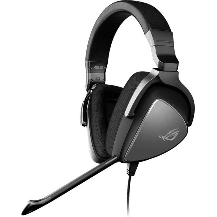 ASUS ROG Delta Core Wired Gaming Headset Detachable Discord Certified Mic 7.1 Surround Sound 50mm Drivers Hi Res Audio 3.5mm For PC Mac Switch Xbox One PS4 PS5 Mobile Devices