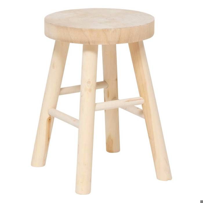 Tabouret Nyar paulownia beige D28x41cm - Atmosphera Créateur dintérieur