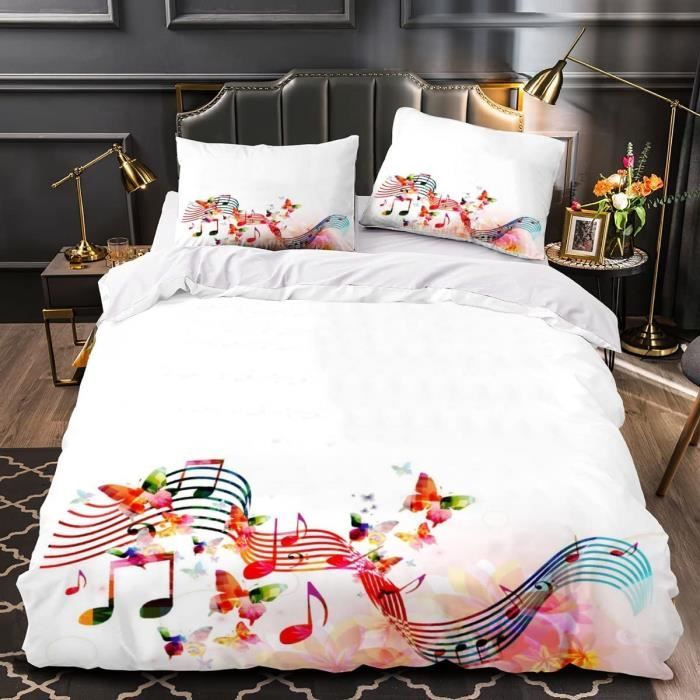 Housse de Couette Fleur Violette, Parure de Lit Imprimée 3D Microfibre