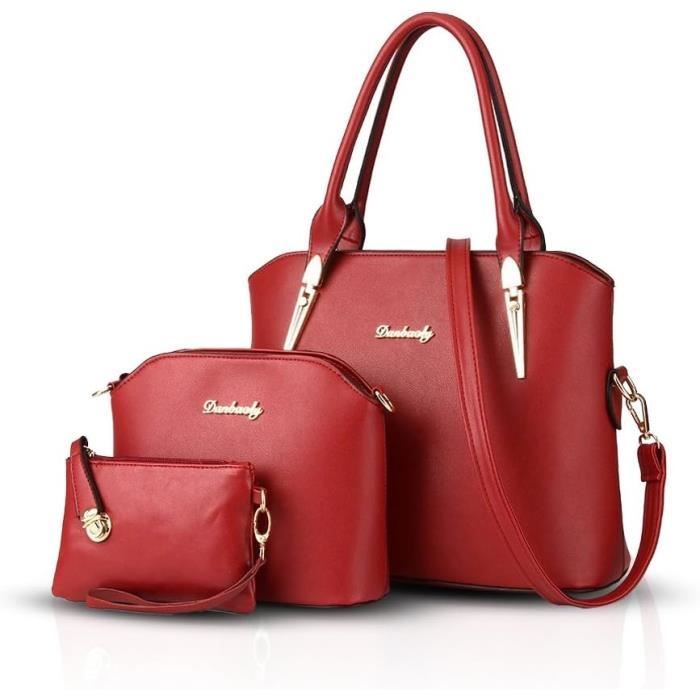 Sac Bandoulière Femme VARLIVOO Broderie Fleurs - PU Cuir Violet 27x11x19cm