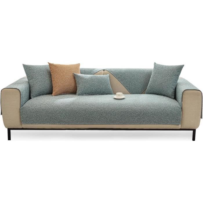 Housse De Canapé Réversible En Chenille 230x340 Cm - Motif Géométrique Avec Pompons - Pour Canapé 2/3/4 Places