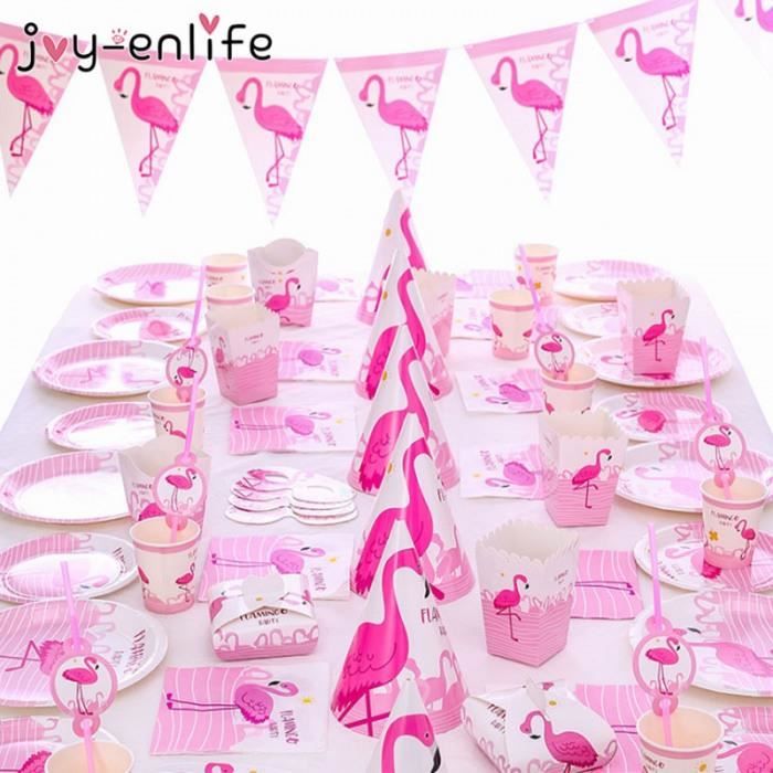 Version 6pcs Paper Plates Flamant Rose Fete D Anniversaire Decoration Assiettes En Papier Serviettes Tasses Vaisselle De Mariage Cdiscount Maison