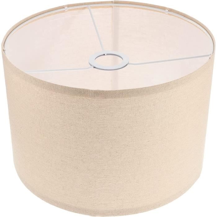 Petit Abat-jour Rond En Tissu Rayures Beige, Rouge, Or Et Bleu - Vintage