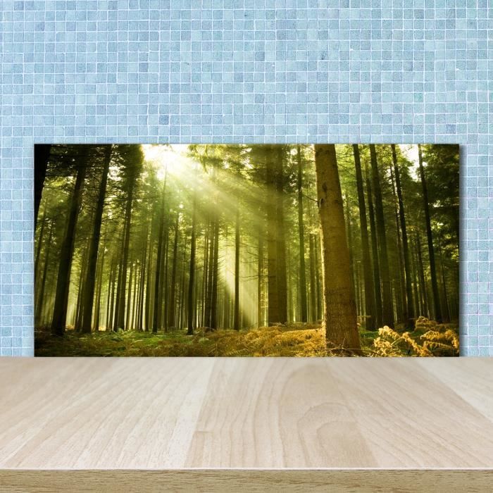 Panneau Mural Cuisine Tulup Sur Verre 140x70 Cm – Thème Forêt Verte