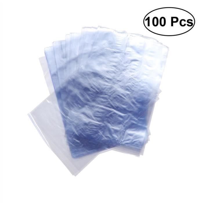 100 Sacs Rétractables PVC Transparent Bleu - Format 12x10 Pouces (30x25 Cm), Thermo-rétractable - Pour Emballage, Protection