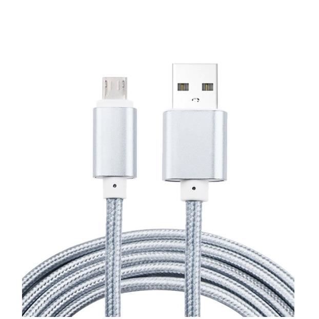 Câble de charge USB to micro USB blanc,nylon,pour Samsung Galaxy J7 2017,1 mètre