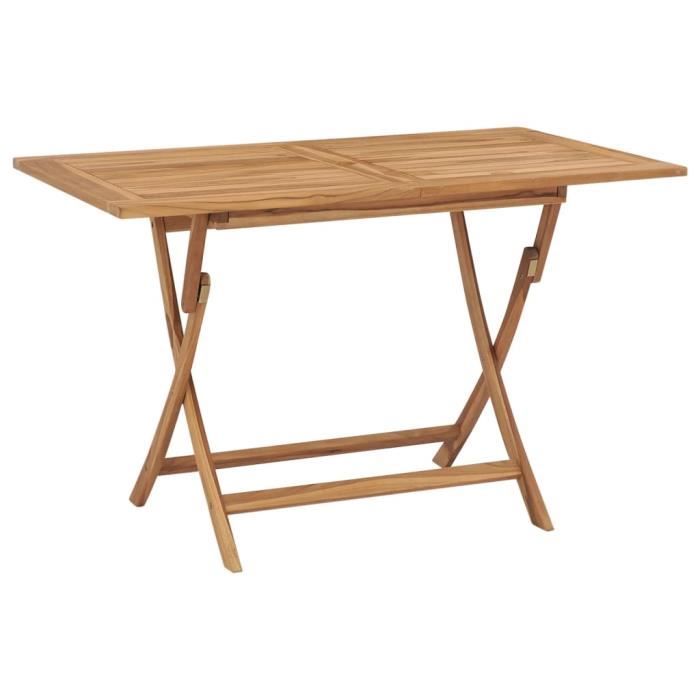 Table de jardin pliable en bois de teck solide - JUILL SALE® - 120x70x75 cm - Marron