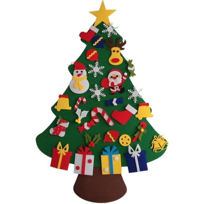 Sapin de Noël en Feutre avec décorations Amovibles à Suspendre pour