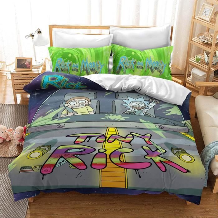 Housse De Couette Rick And Morty Parure De Lit Pour Enfant En Microfibre Avec Taie D Oreiller 2x260cm 904 Cdiscount Maison
