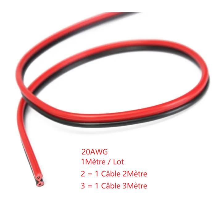 Rallonge Câble Électrique 30m 20AWG 2x0.5mm² Cuivre Étamé 12V 24V DC LED