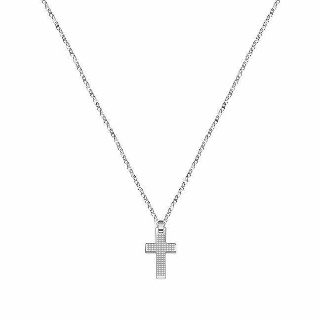 Collier Or Rose Flash Avec Pendentif Croix Et Cœur - Zircon AAA, Argent 925, Longueur 18 Pouces