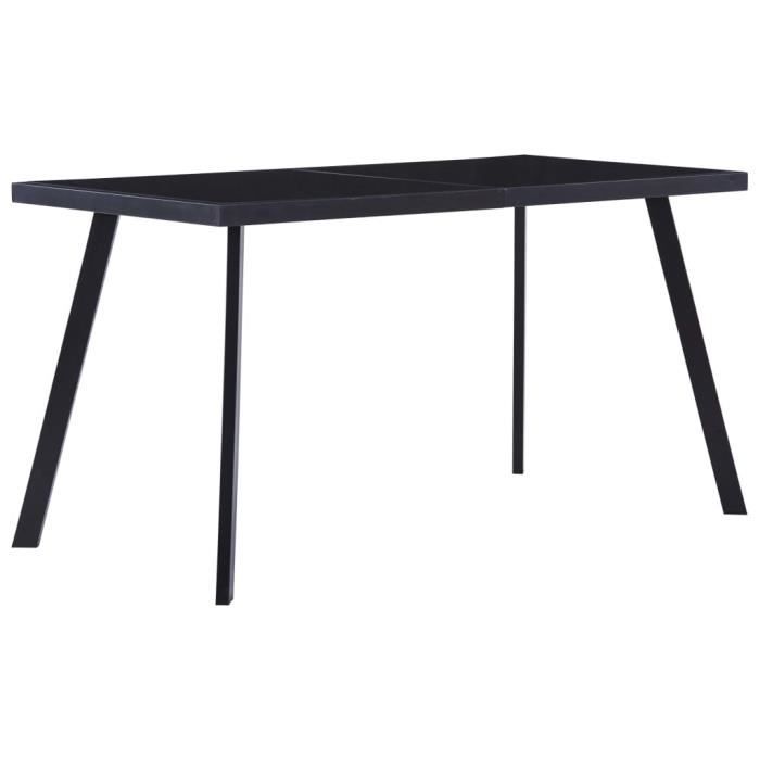 table de cuisine scandinave mex - noir 140x70x75 cm - verre trempé