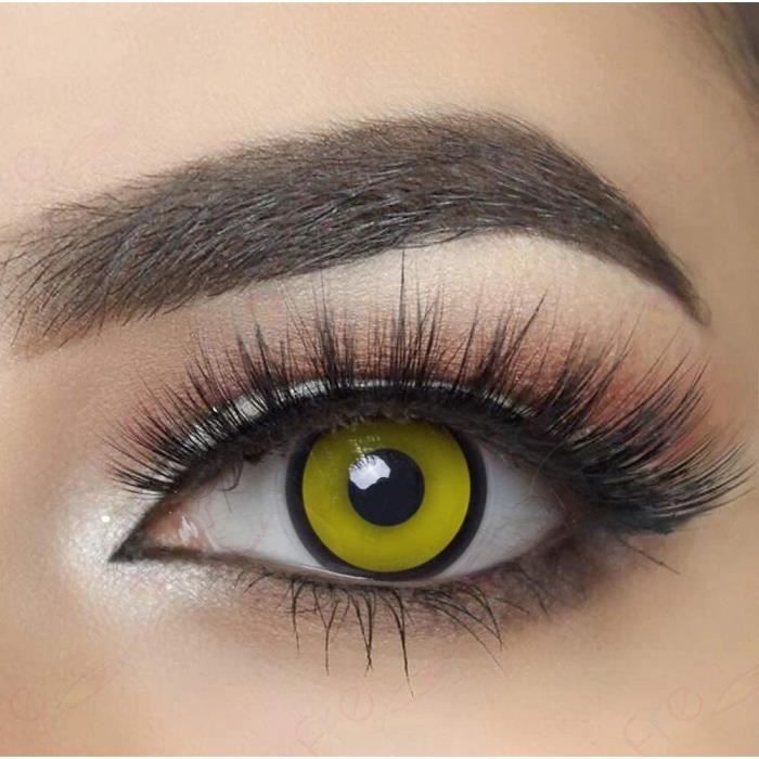 Lentilles De Contact De Couleur Fantaisie Crazy Yeux Jaune Manson Cercle Noir Yellow Manson Solution 10ML Etui Offert 12 Mois 255 Achat Vente lentilles de contact Mixte Adulte Cdiscount