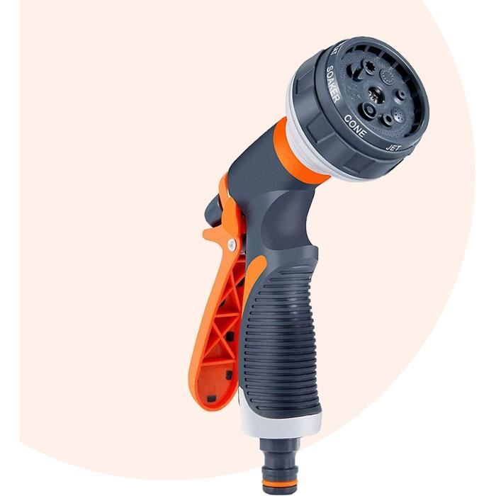 Pistolet Arrosage Jardin 8 Modes - Haute Pression - Pour Pelouse, Voiture, Animaux