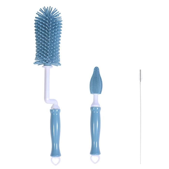 Lot De 3 Petites Brosses De Nettoyage 3 En 1 - Pour Couvercles De Tasses, Biberons, Bouteilles à Col étroit