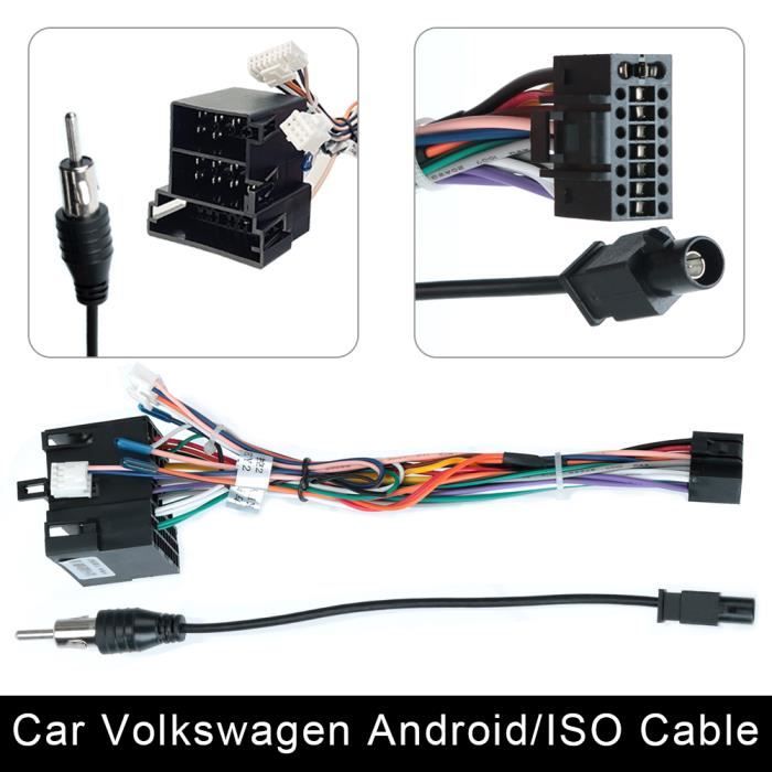 Câble VW ISO - Connecteur De Câble D'alimentation Universel 2 Din Pour Autoradio Android, Suzuki Buick Volksw