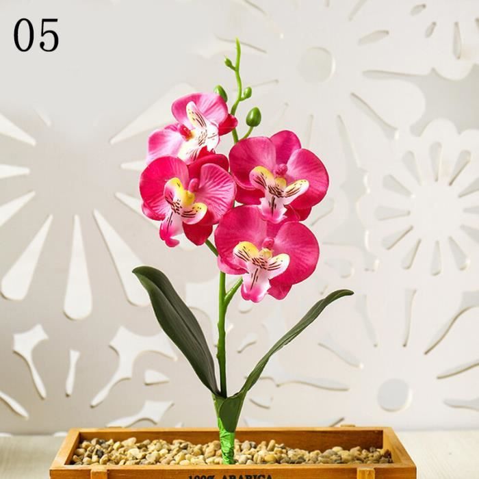 Orchidée Artificielle En Pot - Fausse Plante En Soie 27 Cm - Décoration Intérieur Réaliste (Vert) - 12