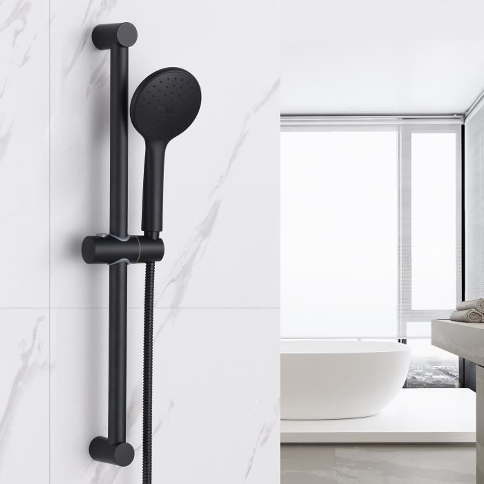 Auralum Barre De Douche Noir Sans Robinet Douchette Hauteur Reglable Avec 1 5m Flexibe De Douche Peut Pour Baignoire Cdiscount Bricolage
