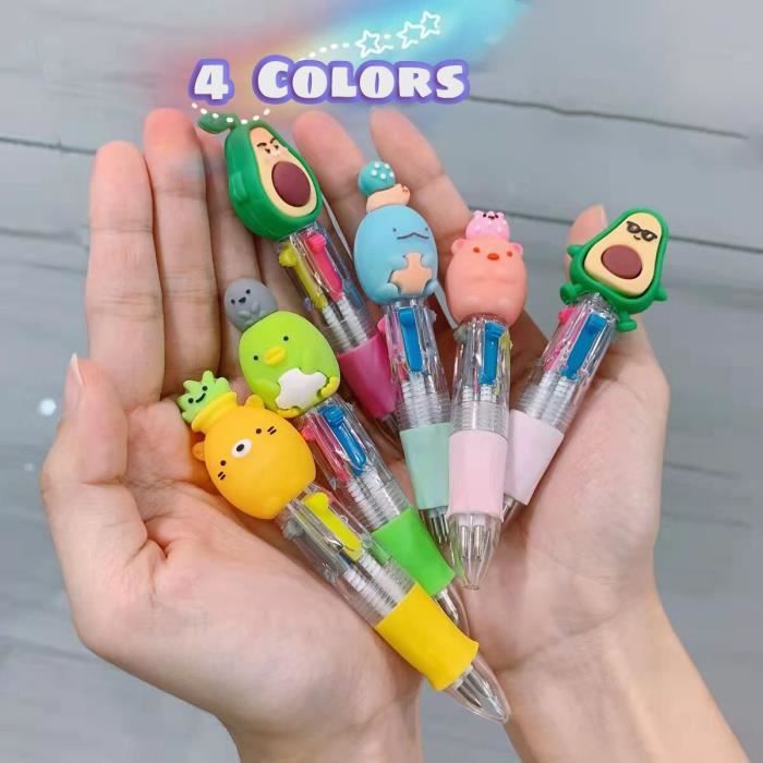 LongZYU Lot De 32 Stylos 4 Couleurs Kawaii - Stylo à Bille Rétractable 0,7 Mm Pour Enfants Et École