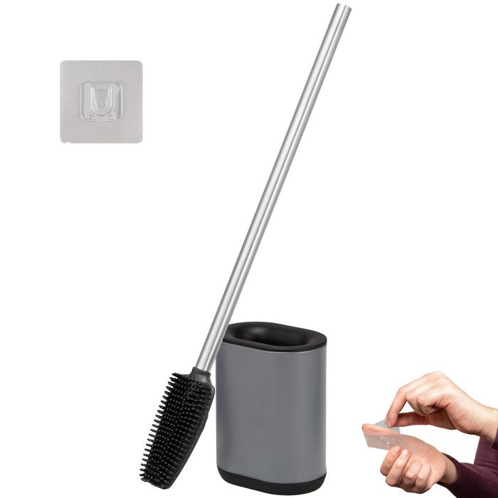 Scopino WC Bremermann BARBENA Con Testina Flessibile In TPR – Manico In Acciaio Inox, Contenitore Bianco