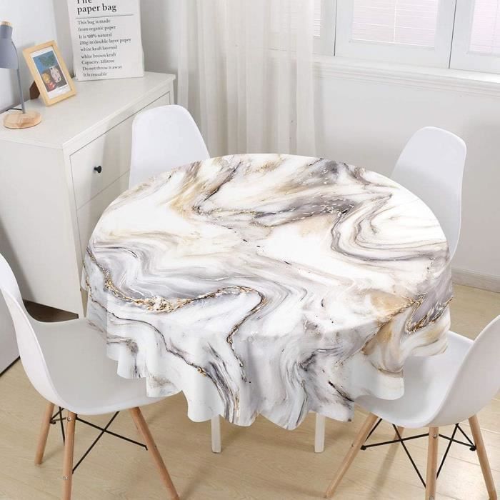 Nappe Ronde Anti Tache, Nappe De Table 3D Marbre Impression Impermeable ...