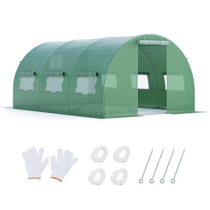 COSTWAY Serre de Jardin Tunnel 12m² 3 x 4 x 2 m en PE Cadre en Acier Galvanisé Robuste avec Zip Recto-verso Anti-UV Imperméable