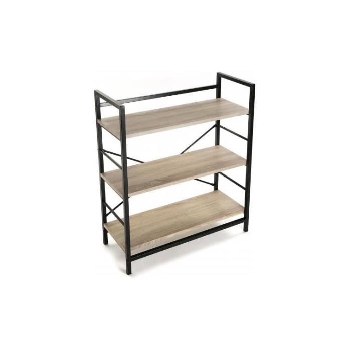 Etagere Bois Et Metal Noir Valeria Cdiscount Maison