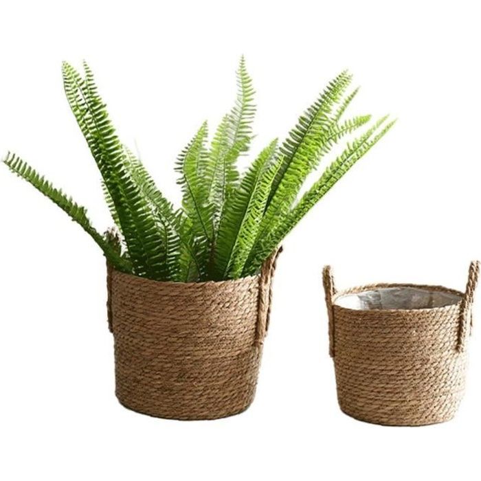 LIUWEIBIN "Pot De Fleurs En Osier Tressé Avec Anse, Panier De Rangement Pour Jouets, Panier De Rangement Avec Poignée, Fait à La Main (S