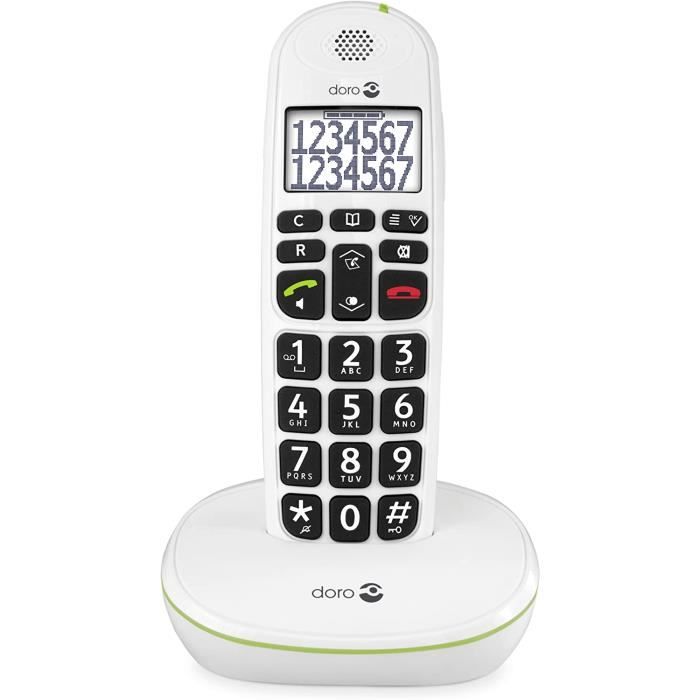 Doro PhoneEasy 110 Telephone sans Fil DECT pour Seniors avec Touches Grandes Parlantes et Audio Amplifie (Blanc X 1) [Version