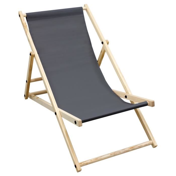 ecd germany chaise longue bain de soleil de jardin - fauteuil de plage pliant - fauteuil de relaxation anthracité - réglable
