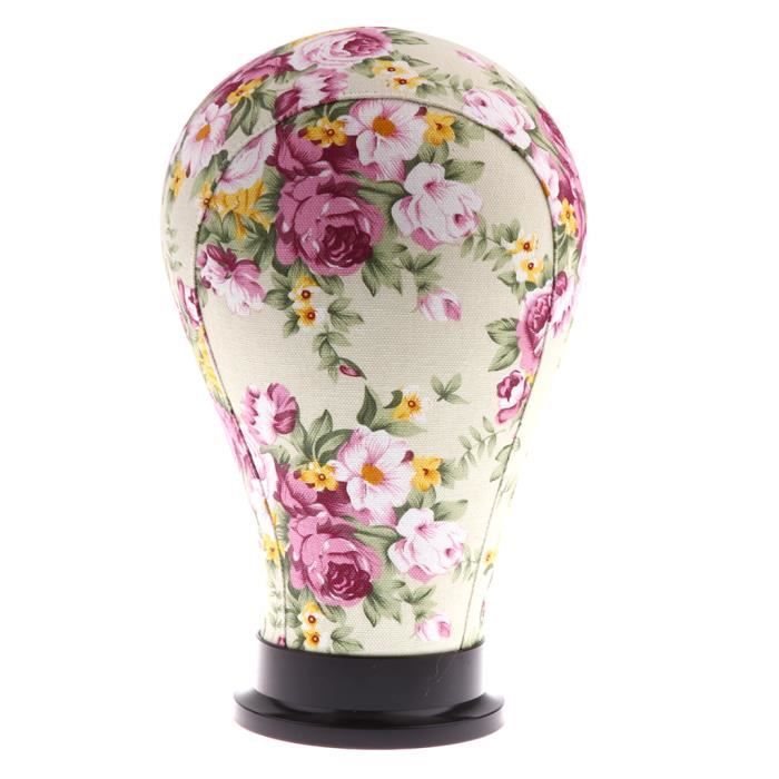 Tête Mannequin en Toile Floral Tête Modèle en Block Support Stand de